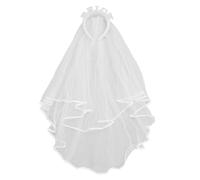 Bride Pearl Headband with Veil, Rhinestone Bridal Headpiece, Shiny Exquisite Double Layer White Veil with Pearls and Crystals for Wedding, Bachelorette Party or Special