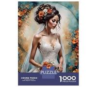 Bride Portrait 1000 Piece Jigsaw Puzzle Paper for Adults Floral Elements Jigsaw Puzzle for Adults Home Relaxation Gift 52x38cm/1000pcs