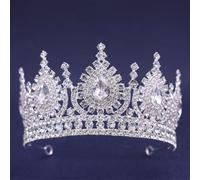 Bride Rhinestone Crown Wedding Tiara Hair Accessories Women Bridal Party Pageant Birthday Headpiece Silver One size