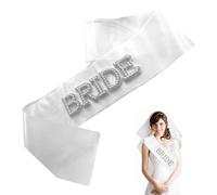 Bride Sash,White Sashes Bridal Bachelor Hen Party Pearls Rhinestones Strap Shoulder Belt,Personalised Pearl Accessories Burlap,Wedding Team Bridesmaid to be Veils Decorations,for Mother of The Prom