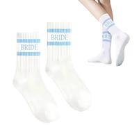 Bride Socks, Stylish White Wedding Socks for Bride, Comfortable Bridal Sock, Perfect Bridal Sock or Wedding Day Bridesmaid Engaged Gift (Blue)