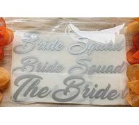 Bride Squad, Bridesmaid, The Bride, Team Bride Iron On T-shirts Transfer Vinyl Wedding Party, Hen Do Party Gift Ideas Silver Vinyl (9 Bride Squad + The Bride)