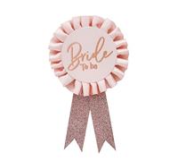 Bride To Be Badge - Pink & Rose Gold Hen Party Rosette - Bridal Shower Party Accessory