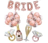 Bride to Be Balloons Hen Do Accessories, Bachelorette Party Decorations Set with Diamond Ring Champagne Bottle Balloon Glass Foil Balloon, Bride to Be Decorations for Bridal Shower Party Supplies