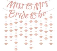 Bride to Be Banner Decorations - 19 Pieces Bridal Shower Decoration, Miss to Mrs Banners, Hen Party Wedding Engagement Rose Gold Bunting, Diamond Garland Hanging for Bachelorette Hen Do Party Supplies