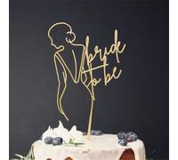 Bride To Be Cake Topper- Gold Acrylic Bridal Shower Cake Topper with Elegant Bride Silhouette, Modern Minimalist Bachelorette Party Decorations for Bridal Shower, Engagement, Wedding Party Supplies
