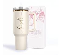 Bride to Be Coffee Tumbler with Bamboo Lids and Straws | 40 oz Mason Jar Cups & Iced Coffee Cup | Bridesmaid Proposal Gifts, Bridal Shower, Bachelorette Party Supplies & Bride Tribe - Bride