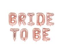 Bride To Be Foil Balloons | 34 cm / 13.4" Tall Inflated | Hen Party Bridal Shower Banner Decorations Accessories | with a Plastic Inflating Tube | (Rose Gold)
