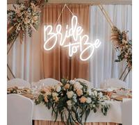 Bride to be Neon Signs Dimmable, 14.5x11.8” White LED Word Bride to be Neon Lights USB Power for Party Bridal Shower Bachelorette Engagement Gifts Reusable Wedding Backdrop Photo Booth Home Decor