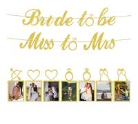 Bride to Be Photo Banner, Gold Hen Party Photo Bunting Bride to Be Gifts Idea for Wedding Engagement Bridal Shower Bachelorette Party Hen Do Accessories Decorations Y8HLXKLQ-J