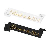 Bride to Be Sash Groom to Be Sash 2 Pcs Black Groom Sash & White Bride Sash Hen Party Sash Hen Do Accessories Bride to Be Decorations Hen Party Accessories Getting Married Decorations Stag Do Sash