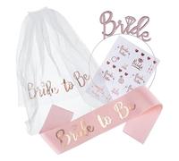 Bride to Be Sash, Hen Party Accessories,Golden Sash,Tiara,Hen Tattoo & Bride Hen Veil with Comb Hen Do Accessories, on Bridal Shower, Bachelorette Party,Hen Party Games,Wedding,Hen Party Decorations