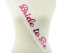 SHATCHI Bride to BE Sash White Lace Hen Night Out Bridal Shower Wedding Fancy Dress Accessory Party Decoration, One Size Fit All