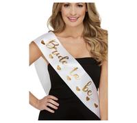 Bride To Be Sash, White with Gold Lettering