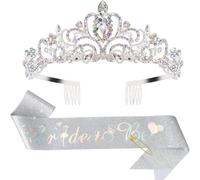 Bride to Be Set Bridal Sash Headband Rhinestones Studded Crown Photo Props