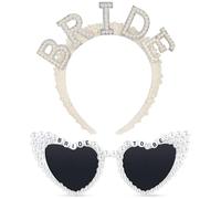 Bride to Be Sunglasses with Pearl Bride Headband,Hen Do Party Accessories,Women's Bridals Pearl Headband, Bridal Shower Headdress Costume,Wedding Gift for Bridals,Adult Women Ladies Bachelorette Party