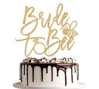 Bride to Bee Cake Topper, Bee Bridal Shower Decorations, Bride to Be CakeTopper, Just Engaged, Bumble Bee Theme Wedding Engagement Bachelorette Party Decorations, Gold Glitter