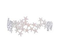 Bride Wedding Crystal Rhinestone Star Crown Hair Accessories for Women (White)