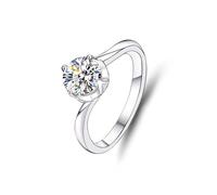 Bride Wedding Ring, The Wedding Ring Twisted Design with 1ct Round Solitaire Moissanite 14K White Gold Size P 1/2