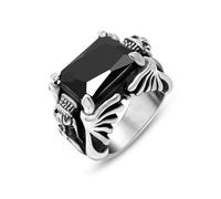 Bride Wedding Ring, Zirconia Rings for Women Cubic-Zirconia Silver Stainless Steel Size T 1/2 15.6mm Vintage Double Dragon Cubic Zirconia Black