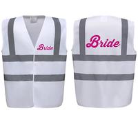 Bride! White Hi Vis Vest -Ideal For Hen Do & Hen Nights Party Or Wedding Large