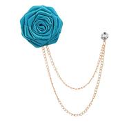 Bridegroom Wedding Cloth Art Hand-made Rose Flower Brooch Lapel Pin Badge Tassel Chain Men's Suit Accessories (Black soul Eater1)