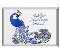 Bridesmaid Acceptance Card - Thank you for asking me - Special Thanks & Appreciation for Bride from Bridesmaid - Unusual Beautiful - Quality Wedding Keepsake - Stunning Blue Peacock theme