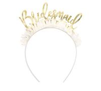 Bridesmaid Bachelorette Party Headbands (4ct) - Elegant Gold & White Design - Perfect Accessory for Your Bride Squad Celebration