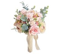 Bridesmaid Bouquet Handmade Centerpiece Artificial Flowers for Wedding Decor Type C Pink 25x35 cm