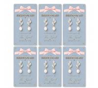 Bridesmaid Earrings Gift for Women, To My Bridesmaid I Couldn't Tie The Knot Without You Pearl Drop Jewelry, Proposal Keepsake, Wedding Party Present, Maid of Honor Shower Accessory, M, Zinc, No