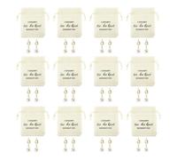 Bridesmaid Earrings Set, 12 Pairs Gold Knot Pearl Drop Earrings and 12pcs Linen Cotton Small Drawstring Bags, Bridesmaid Proposal Gifts Wedding Party Jewelry for Bridesmaids, Maid of Honor