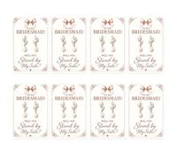 Bridesmaid Earrings Set of 4/6/8, Bridesmaid Proposal Gifts, Gold Knot Pearl Drop Earring with Proposal Cards,Ready to Gift Bridal Party Jewelry for Bridesmaids, Maid of Honor, Wedding Thank You Gift