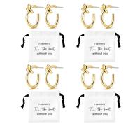 Bridesmaid Earrings with Gift Bag Bridesmaid Proposal Gifts Gold Knot Hoop Earrings "I Couldn't Tie the Knot Without You" 1/4/6 Packs Bridal Party Jewelry Accessories, L, Zinc, No Gemstone
