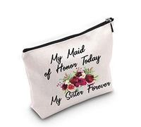 Bridesmaid Gift Wedding Gift for Bestie My Maid of Honor Today My Sister Forever Makeup Bag (U.Honor)