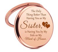 Bridesmaid Gifts from Bride Compact Mirror Bridesmaid Gifts for Wedding Day Maid of Honor Gift from Bride Sister Gift from Sister Makeup Mirror Wedding Present for Sisters Besties Friends Women