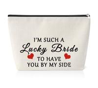 Bridesmaid Makeup Bag for Women Maid of Honor Gift from Bride Wedding Gifts for Sister Besties Friends Bridal Shower Gift Double Side Canvas Makeup Cosmetic Bag Travel Pouch