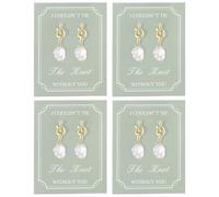 Bridesmaid Pearl Drop Earrings Gifts Set, I Couldn’t Tie The Knot Without You Pearl Earrings for Women, Bridesmaid Proposal Gift Sets of 4 6 8, Metal, Pearl