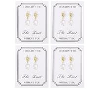 Bridesmaid Pearl Drop Earrings Gifts Set, I Couldn’t Tie The Knot Without You Pearl Earrings for Women, Bridesmaid Proposal Gift Sets of 4 6 8, Metal, Pearl