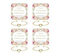 Bridesmaid Proposal Gifts Bridesmaid Gifts Silver Knot Bracelet Set Bridesmaids Bracelet for Wedding Day with I Can't Tie The Knot Without You Cards Bridal Party Gift, adjustable, alloy, no gemstone