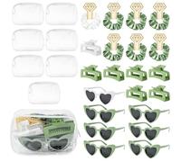 Bridesmaid Proposal Gifts - GoaePode Wedding Maid of Honor Thank You Sets with Sunglasses Hair Claw Clips Scrunchies Green Floral Gift Box for Team Brides (Green)