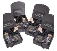 Bridesmaid Proposal Gifts, Maid of Honor Gift Includes Wedding Gift Box Jewelry Box Makeup Bag Bracelet Foam Flower Invited Card Glasses Cup Hair Tie for Bridal Shower Bachelorette Party, Black 4sets