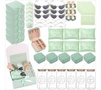 Bridesmaid Proposal Gifts, Maid of Honor Gift Includes Wedding Gift Box Jewelry Box Makeup Bag Bracelet Foam Flower Invited Card Glasses Cup Hair Tie for Bridal Shower Bachelorette Party, Green 6sets