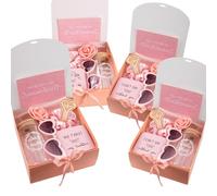 Bridesmaid Proposal Gifts, Maid of Honor Gift Includes Wedding Gift Box Jewelry Box Makeup Bag Bracelet Foam Flower Invited Card Glasses Cup Hair Tie for Bridal Shower Bachelorette Party, Pink 4sets