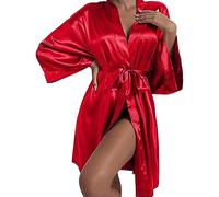 Bridesmaid Satin Dressing Gown Bride Robe Mother Of the Groom Robes Soft Wedding Party Bathrobe Short Style Bridal Robe with Oblique V-Neck Kimono Dressing Gowns Kimono Dressing Gowns for Women Uk