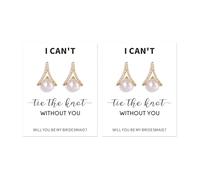 Bridesmaids Gift I Couldn't Say I Do Without You Pearl Wedding Earrings Bridesmaid Stud Earring Bridesmaid Proposal Gifts Sets of 4 6 8, Metal, No Gemstone