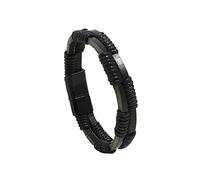 Bridesmaids Jewelry Set Simple Hand Woven Antique Cowhide Bracelet Fashionable and Popular Magnet Clasp in Europe and America Watch for Couples (Black, One Size)