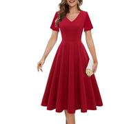 Bridesmay Cocktail Dress for Women 2024 A-Line Formal Wedding Guest Dress for Women,Modest Prom Homecoming Dress Red L