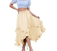 Bridesmay Long Fairy Skirts for Women Trendy Flowy Renaissance Skirt for Pirate Costume Women Gotic Skirt Ivory XL