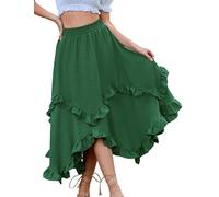 Bridesmay Renaissance Skirt for Women Asymmetrical Witch Costume Skirt Ruffle Layered Fairy Skirts Green S