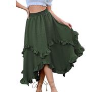 Bridesmay Renaissance Skirt for Women Costume Asymmetrical Skirts Y2K with Ruffle Army Green XL